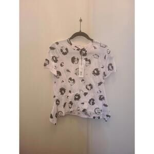 Proenza Schouler Print Short Sleeve Top Floral Asymmetrical S NWT $395